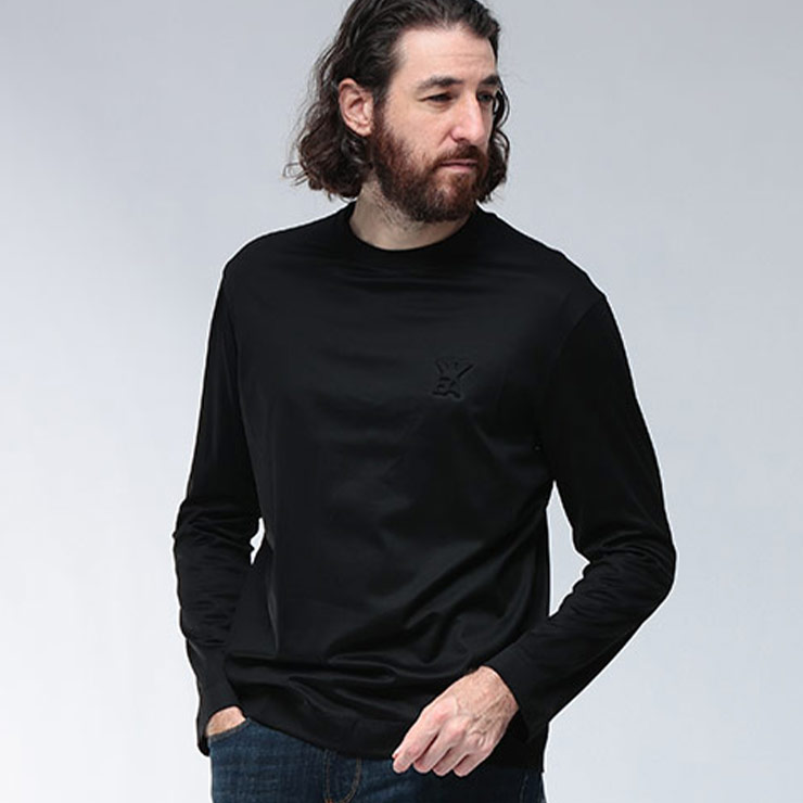 エンポリオアルマーニ ロンT Tシャツ EMPORIO ARMANI トップス メンズ エンボス 立体ロゴ イーグル 長袖 ストレッチ EAEM4346AF10761 ブランド シンプル カジュアル 秋冬 sale_1_a