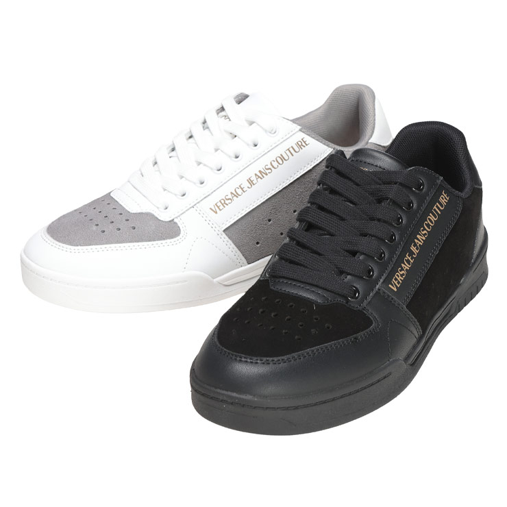 ヴェルサーチェ ジーンズ クチュール スニーカー 靴 VERSACE JEANS COUTURE メンズ レザー スエード コンビスニーカー ローカット 異素材 VC79YA3SD4 ブランド シンプル カジュアル