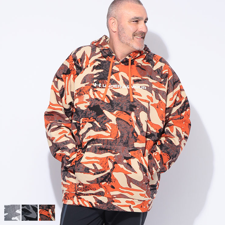 UNDER ARMOUR (アンダーアーマー) LOOSE カモフラージュ柄 裏起毛 ライバルフリース プルオーバー パーカー 6003957D22 大きいサイズ メンズ トップス パーカー スウェット プルパーカー トレーニング