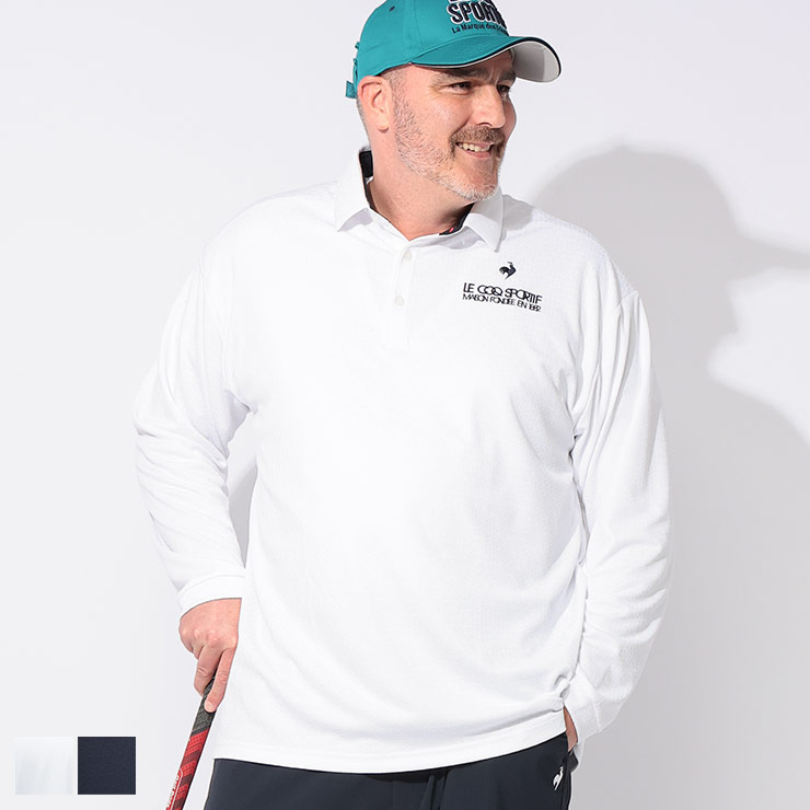 le coq sportif (ルコックスポルティフ) GOLF 吸汗速乾 ストレッチ UPF50+ ジャガード 長袖 ポロシャツ LG5FLSB1M 大きいサイズ メンズ トップス ポロシャツ ゴルフ スポーツ トレーニング シャツ