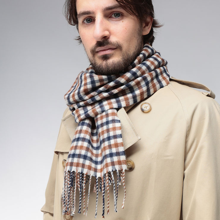 アクアスキュータム マフラー Aquascutum メンズ ウール チェック柄 マフラー AQSCARF30501W ブランド ギフト プレゼント 大人 sale_6_e
