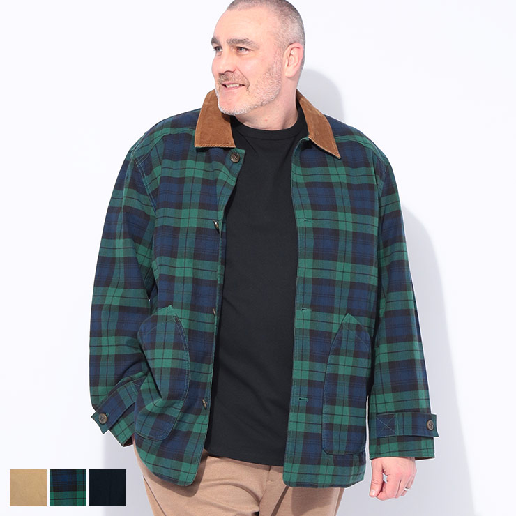 TOMMY HILFIGER (トミーヒルフィガー) 襟コーデュロイ フルジップ ハーフコート チェック/無地 XM05677 大きいサイズ メンズ アウター コート カバーオール 襟コール｜ゼンオンライン店