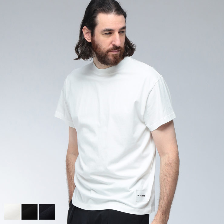 ジルサンダー Tシャツ メンズ JIL SANDER ロゴ タグ クルーネック コットン 半袖 Tシャツ JLGC0001J45048 ブランド トップス ホワイト ブラック ネイビー 17,182円
