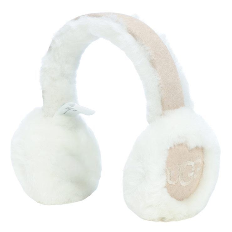 アグ イヤーマフ レディース UGG ロゴ 刺繍 シープスキン ボア イヤーマフ 耳当て Sheepskin EmbroiDery Earmuff UGGL20955 ブランド 小物 ベージュ プレゼント ギフト｜ゼンオンライン店