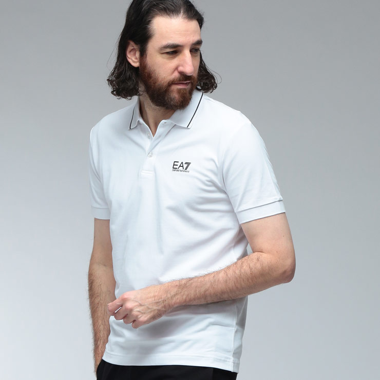 エンポリオアルマーニ ポロシャツ メンズ EMPORIO ARMANI ロゴ ライン 半袖 ポロシャツ EA78NPF16PJVUZ1 ブランド トップス ホワイト