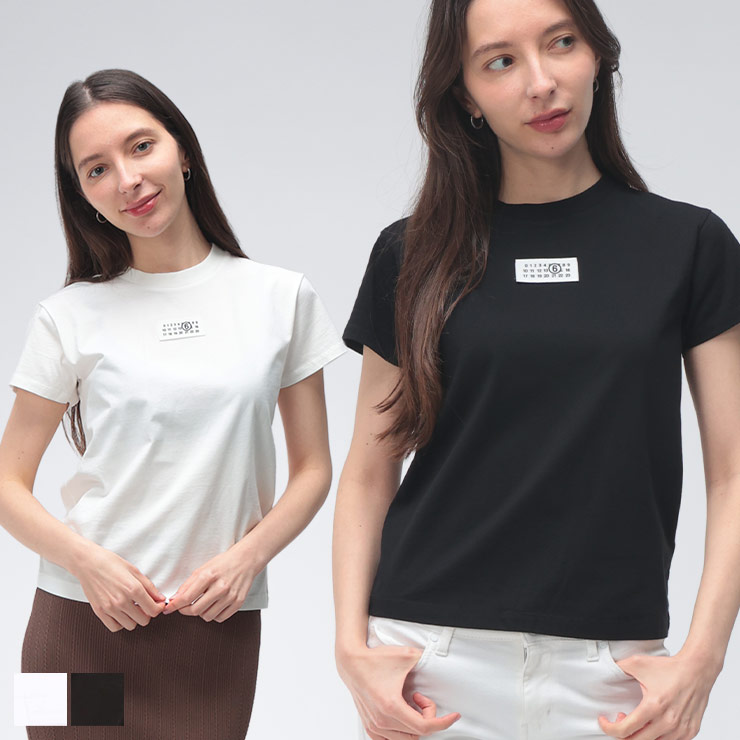 エムエムシックス メゾン マルジェラ Tシャツ レディース MM6 Maison Margiela ロゴ クルーネック コットン 半袖 Tシャツ MM6GC0327M20170 ブランド トップス