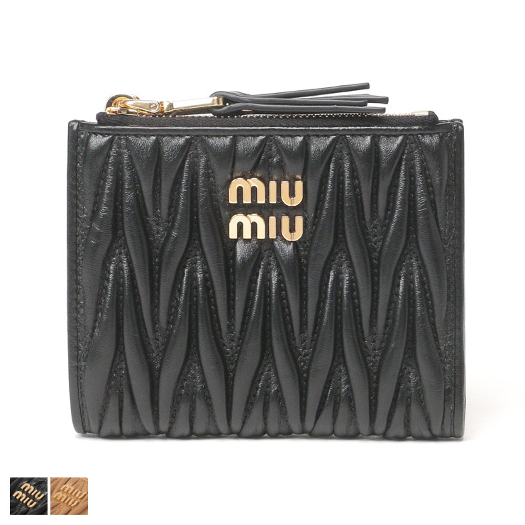 【良品✨】miu miu ミュウミュウ　コンパクトウォレット　ビジュー　革　黒 楽天市場】ミュウミュウ miumiu 財布 二つ折り財布 5MV204 2FPP