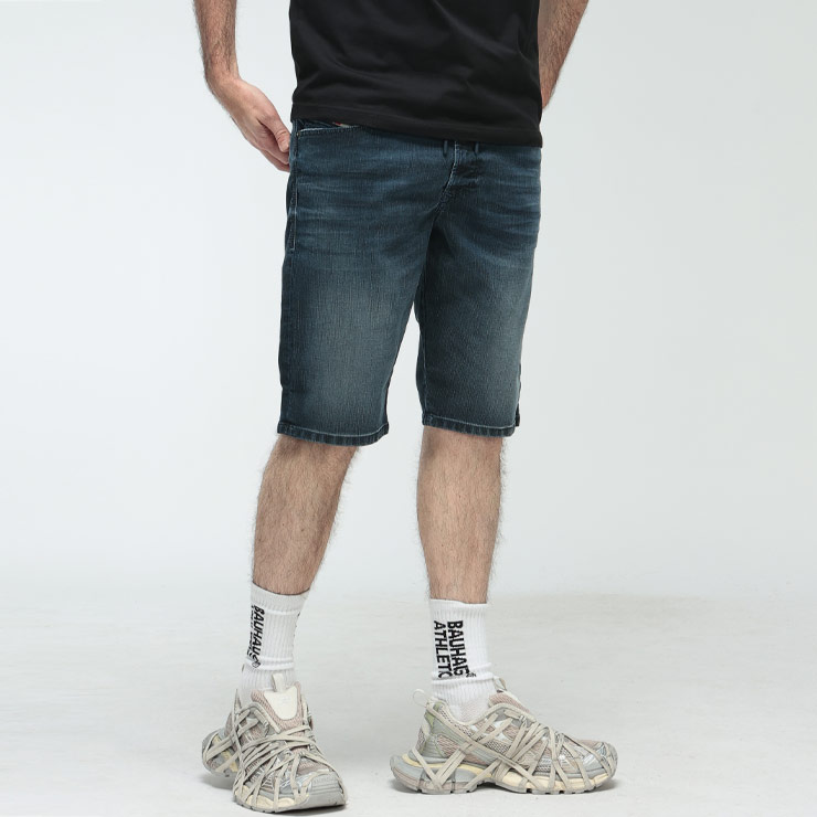 ディーゼル ショーツ メンズ DIESEL ロゴ デニム ジップフライ ウエストコード ジョグジーンズ ショートパンツ JOGG D-KROOLEY DSA1271709N65 ブランド ボトムス ネイビー