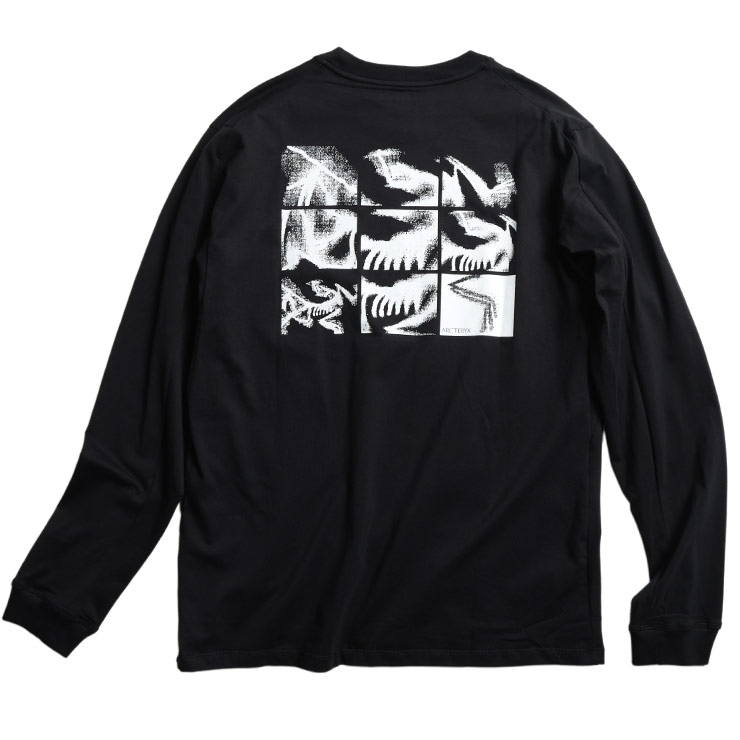 アークテリクス メンズ クラッグ SL コットン バード タイル Tシャツ 長袖 ARC'TERYX ロゴ スーピマコットン バックプリント クルーネック ロンT KRAGG SL COTTON BIRD TILE ARCX000009537 ブランド トップス ブラック
