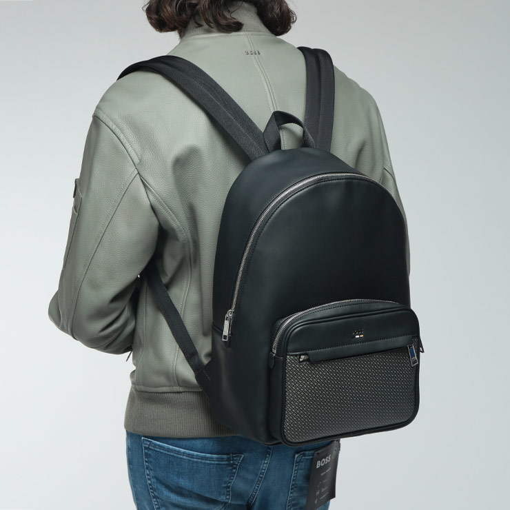 ヒューゴボス メンズ バックパック HUGO BOSS ロゴ BBモノグラム リュック HB50558195 ブランド バッグ 鞄 ブラック プレゼント ギフト
