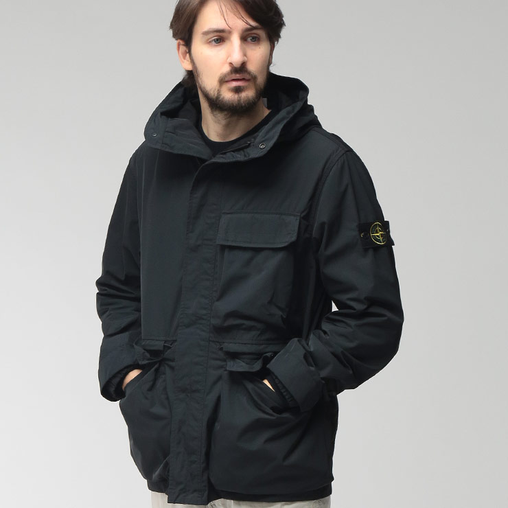 ストーンアイランド メンズ ジャケット STONE ISLAND ロゴ フルジップ パーカー ブルゾン MICRO TWILL SI4100032S0026 ブランド アウター ブラック sale_2_a|ゼンオンライン店