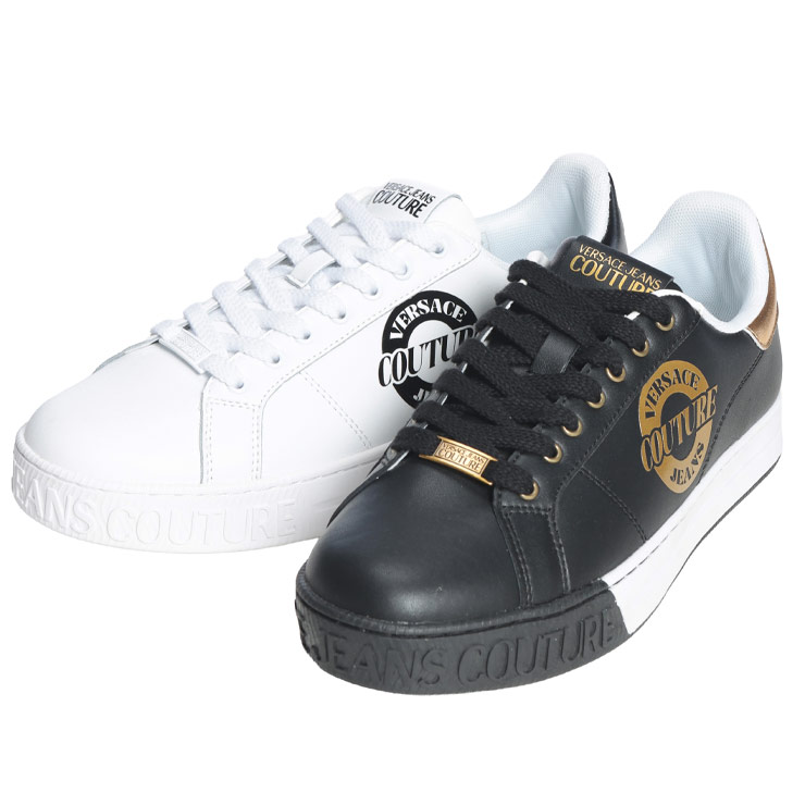 VERSACE JEANS COUTURE (ヴェルサーチェ ジーンズ クチュール) メンズ スニーカー ロゴプリント ローカット VC80YA3SK1 ブランド シューズ 靴 レースアップ レザー