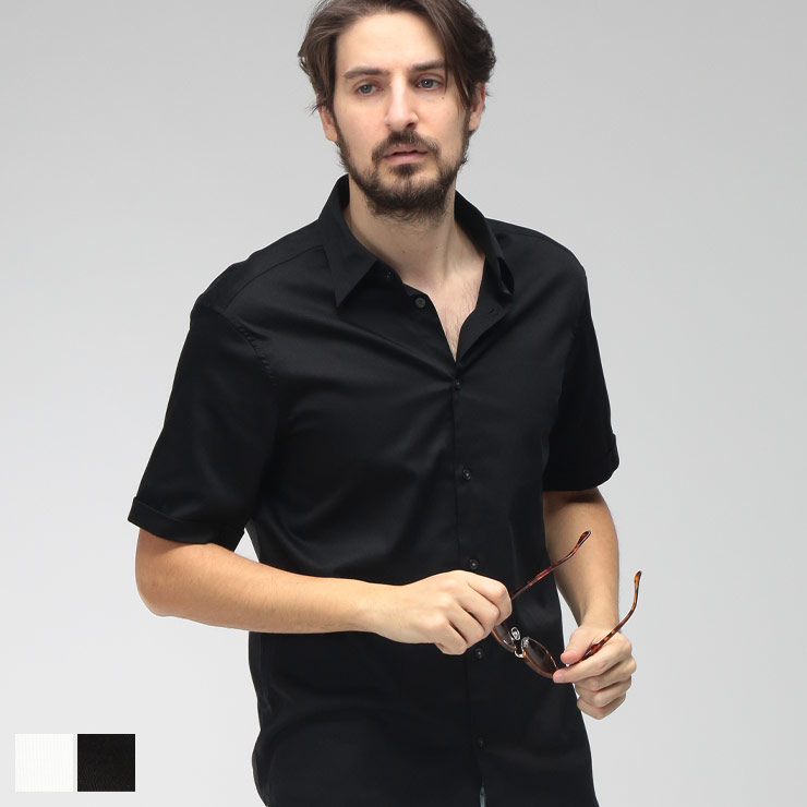 エンポリオアルマーニ EMPORIO ARMANI メンズ シャツ 半袖 ストレッチコットン ワンポイント EAEM5124AF23800 ブランド トップス 無地 シンプル 春 夏 sale_1_c｜ゼンオンライン店