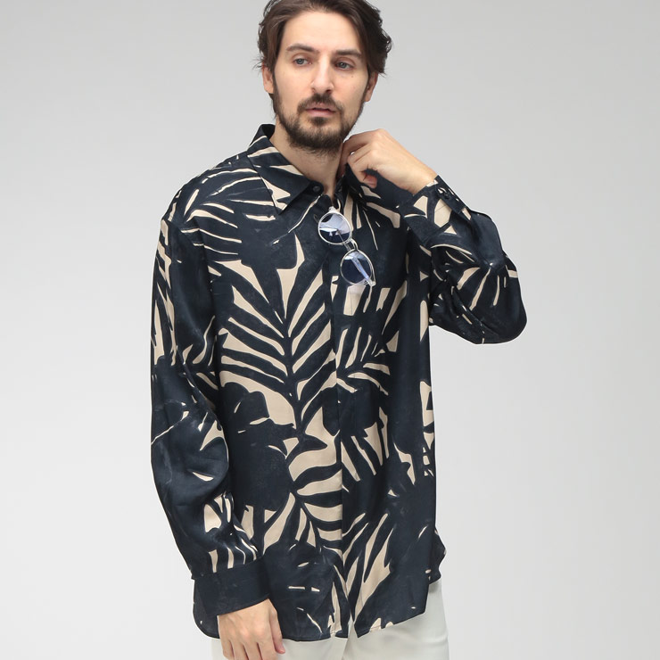 エンポリオアルマーニ EMPORIO ARMANI メンズ シャツ 長袖 総柄プリント レギュラーカラー PALM EAEM5762AF13285 ブランド トップス カジュアル プリント 春 sale_1_a｜ゼンオンライン店