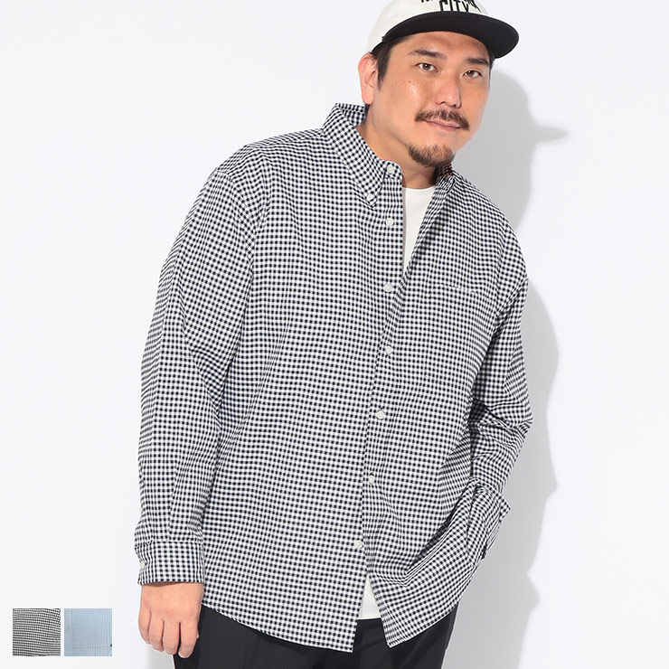 Natural Story (ナチュラルストーリー) シャツ アンサンブル 長袖 メンズ 大きいサイズ チェック＆ストライプ ボタンダウン 長袖シャツ 半袖Tシャツ セット 61604020 トップス レイヤード 重ね着 柄シャツ 春 夏