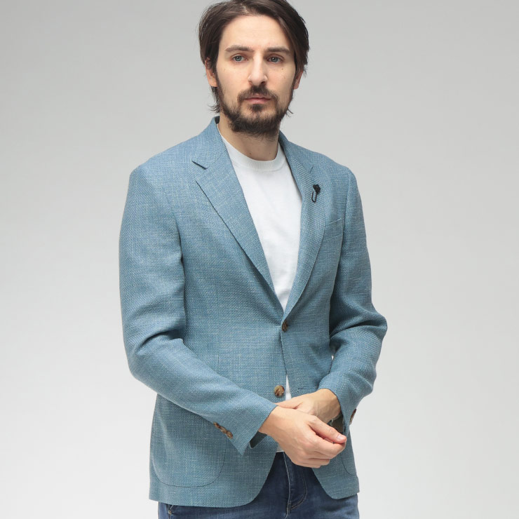 ラルディーニ LARDINI メンズ ジャケット シルク リネン シングル 2ツ釦 テーラード LD6202CN64523 ブランド アウター フォーマル ビジネス 麻 春