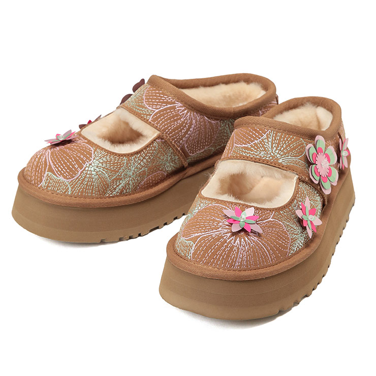 アグ UGG レディース サンダル Bea Mary Jane Meadow フラワー シープスキン スリッポン UGGL1177151 ブランド 靴 フラット 厚底 スエード｜ゼンオンライン店 11,162円