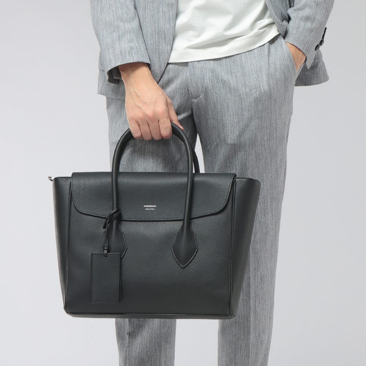 サルヴァトーレフェラガモ Salvatore Ferragamo メンズ トートバッグ 2WAY カーフレザー フラップ ブリーフバッグ FG241607 ブランド 鞄 ビジネス ショルダー 通勤 レザー