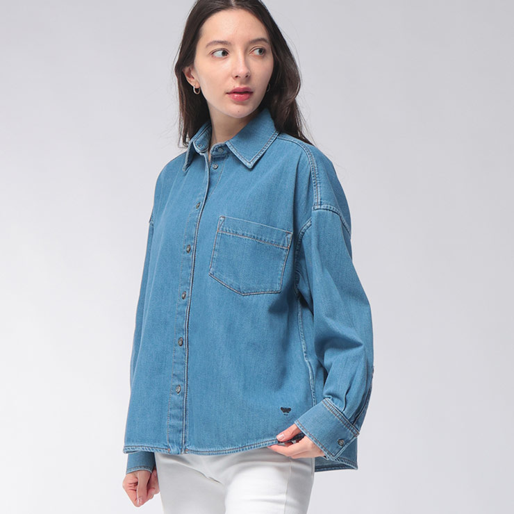ウィークエンド マックスマーラ WEEKEND MAX MARA レディース シャツ 長袖 ショート丈 ワンポケット デニム シャツ MXLFOGGIA6 ブランド トップス カジュアル 春 夏