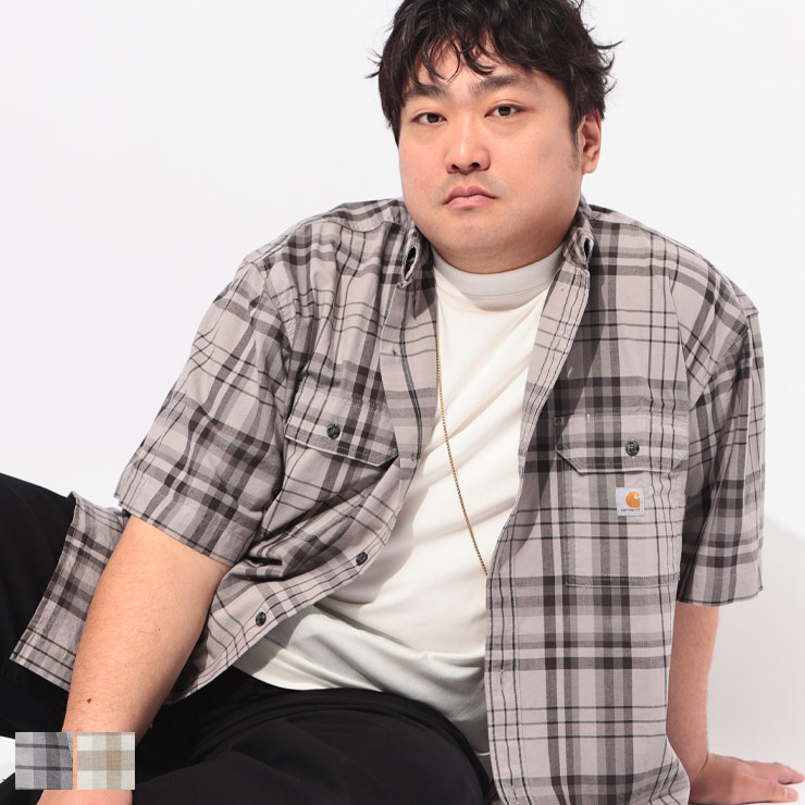 Carhartt (カーハート) シャツ 半袖 107273D22メンズ 大きいサイズ チェック ボタンダウン ワークシャツ トップス ポケット カジュアル 春 夏|ゼンオンライン店