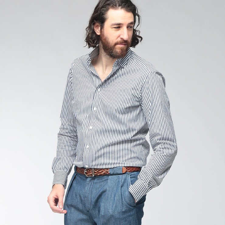 バルバ BARBA メンズ シャツ 長袖 BARNSFR2P154087ストライプ フライボタンダウン ストレッチ ブランド トップス カジュアルシャツ 春 夏 sale_1_c|ゼンオンライン店