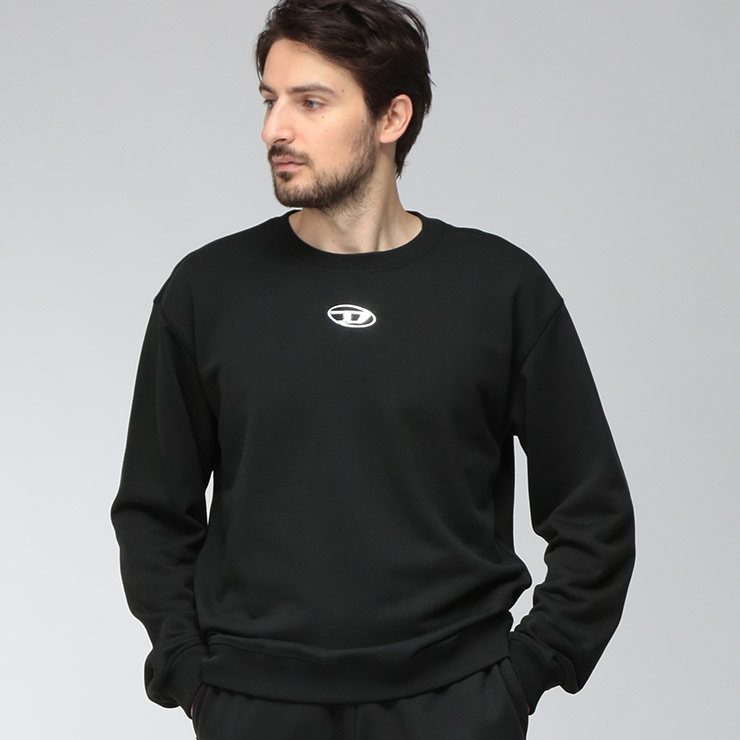 ディーゼル メンズ トレーナー DIESEL メタリック オーバルD レギュラーフィット スウェット 長袖 トレーナー DSA204460BKBW ブランド トップス スウェット シンプル 裏毛 秋 冬 sale_1_e｜ゼンオンライン店