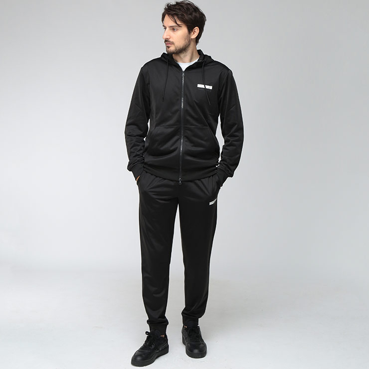 エンポリオアルマーニ メンズ ジャージ セットアップ EMPORIO ARMANI EA7 胸ロゴ 裏起毛 ダブルジップ フーディー トラックスーツ EA7M2432AF12449 ブランド トップス ジャージ 上下セット スポーツ sale_1_e|ゼンオンライン店
