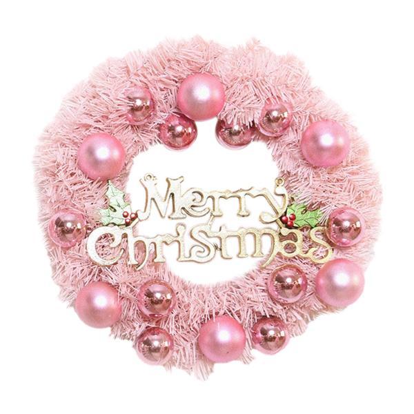 ピンクのクリスマスリース 人工クリスマスリース ファームハウス ホリデーガーランドリース フロントドア用 ホテルの壁 オフィスポーチ用