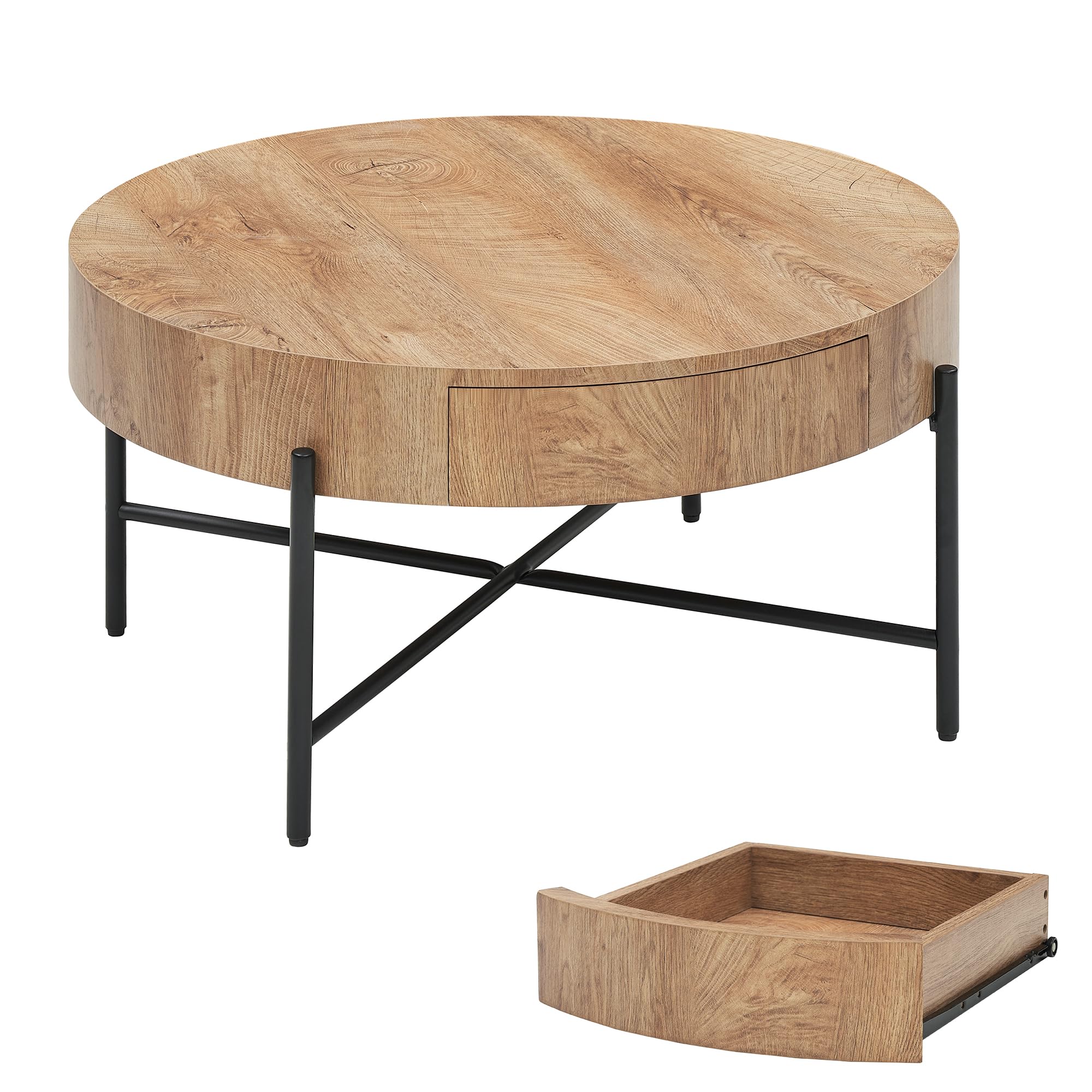 楽天市場】ローテーブル 丸型 収納 引き出し付き コーヒーテーブル