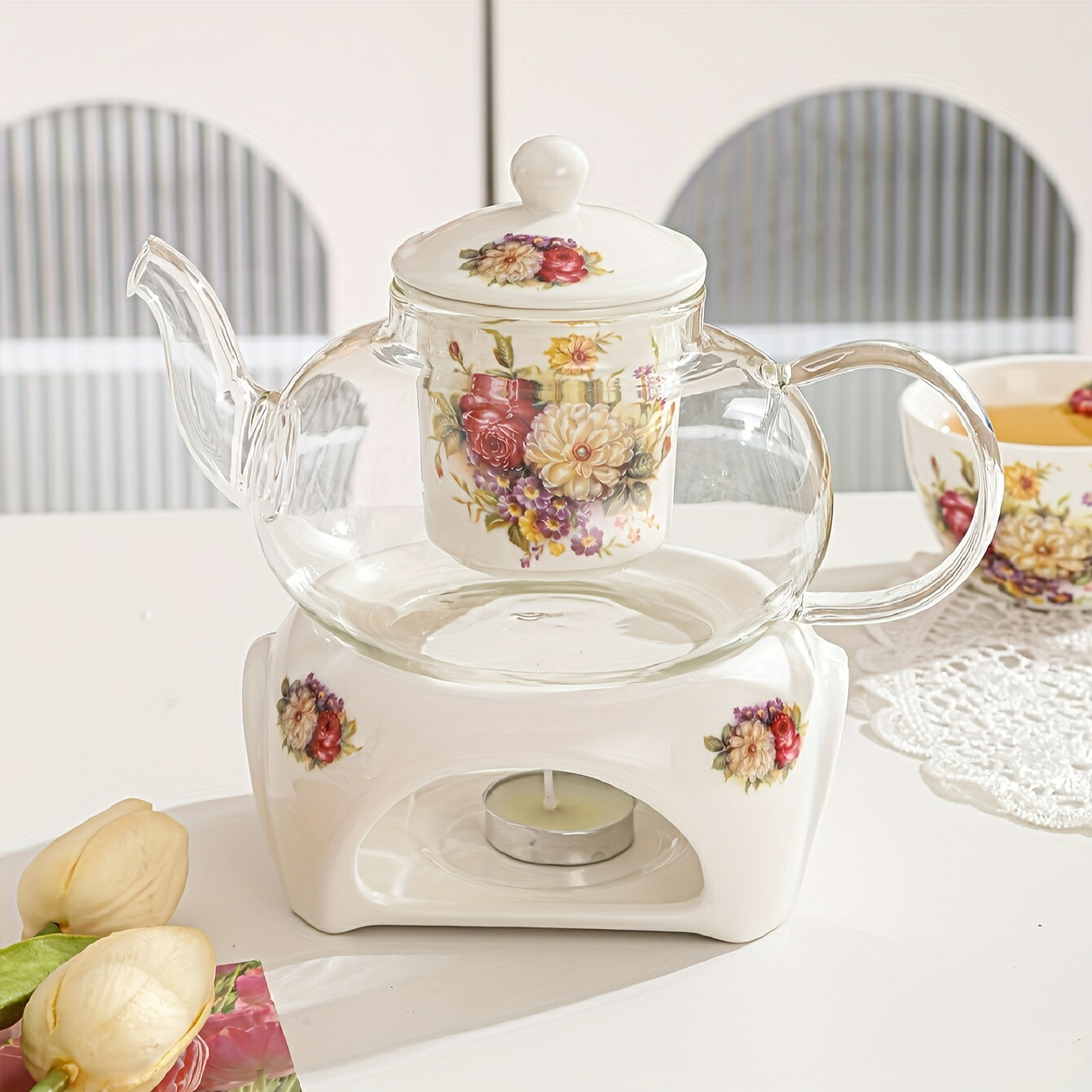 アンシのティーセット　フェーブ　フェーヴ　フランス　アルザス　陶器　ミニチュア アンシのティーセット フェーブ フェーヴ フランス アルザス