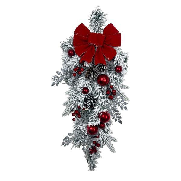 雪のクリスマスリース人工リースパーティー屋内屋外クリスマス装飾ティアドロップ盗品