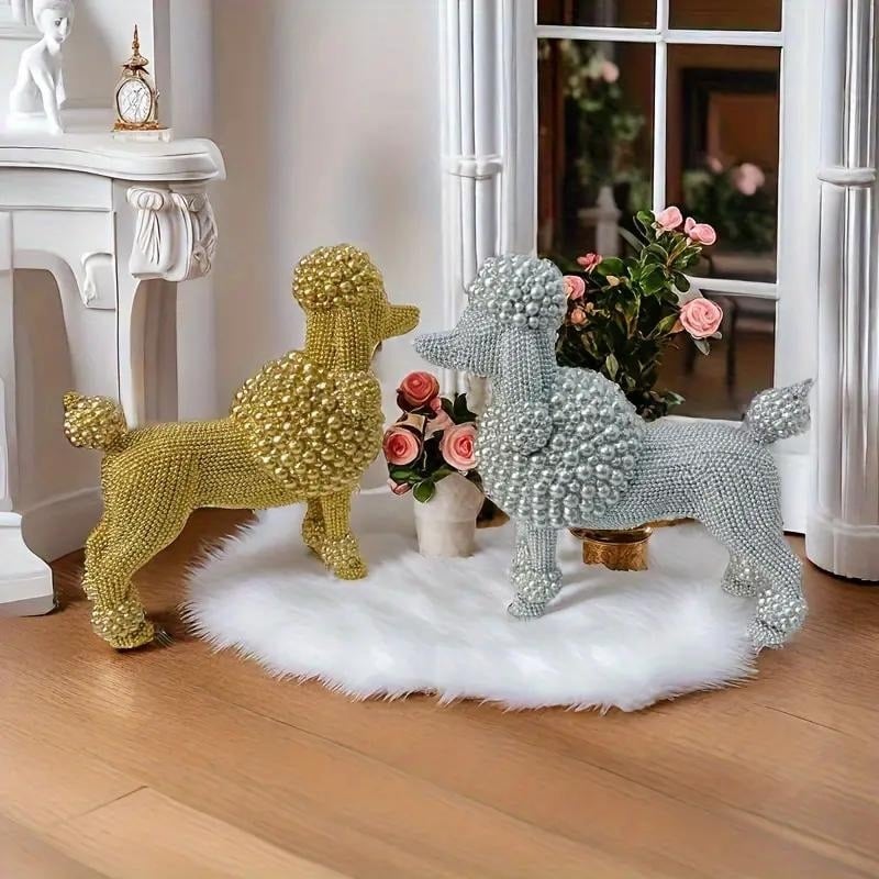 楽天市場】ヴィンテージ フィギュア プードル 犬 白 金彩 メーカー不明