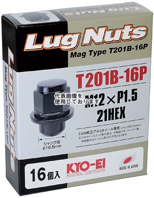 KYO-EI(協永産業) トヨタ純正タイプ ナット セット M12&times;P1.5 16P 16pcs ブラック T201B-16P(沖縄・離島不可)｜ゼンリンドライバーズステーション