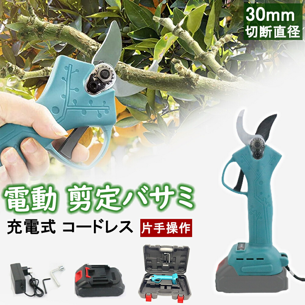 切り下げるばさみ 電動 申し受ける式 コードレス 切り下げるバサミ 切り下げる鋏 蓄電池付き添い人 切りはなす差しわたし30粍 軽さ お上さん 庭木/枝切り/成り物用 園芸用 切り下げる物の具 ガーデニング 植木 盆栽 枝 園芸苑地物の具