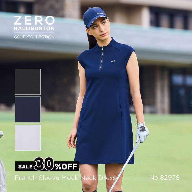 【月間優良ショップ受賞】セール30%オフ ゼロハリバートンゴルフ ZERO HALLIBURTON GOLF | ZHG-W5S4b | French Sleeve Mock Neck Dress ゴルフウェア モックネックポロシャツ レディース 82978