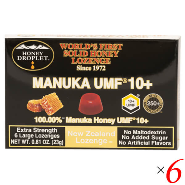 【マラソン限定！ポイント2倍！】マヌカハニー キャンディ のど飴 ハニードロップレット マヌカハニーUMF10+（のど飴）18g/6粒 6個セット ハニージャパン