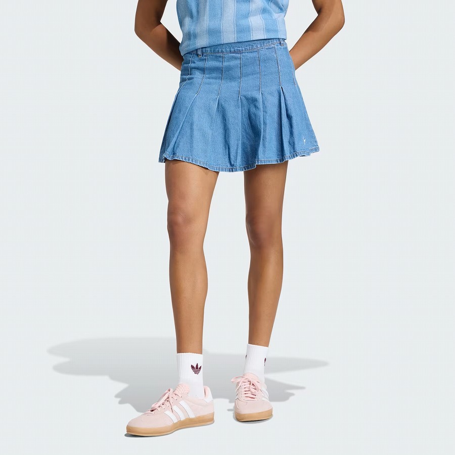 (アディダスオリジナルス) adidas Originals ジーンズスコート ミニスカート 表どおり流行り物 レディース KA374 KD5523 WOMEN\u0027S DENIM PLEATED SKIRT INDIGO BLUE