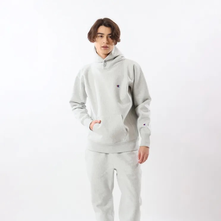 (チャンピオン)Champion リバースウィーブ フーデッドスウェットシャツ プルオーバースウェットパーカー ストリート メンズ C3-U123 040 MENS REVERSE WEAVE HOODED SWEATSHIRT SILVER GREY|ゼロ・ゼロ・エイト