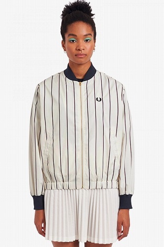 フレッドペリー ボンバージャケット ブルゾン おしゃれジャケット レディース 通勤通学 WOMEN STRIPED BATWING BOMBER JACKET J1105 129 SNOW WHITE