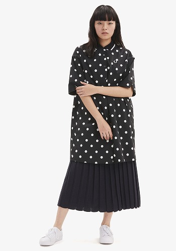 (フレッドペリー) FRED PERRY ドットシャツドレス 衣裳 WOMEN DOT REVERE SHIRT DRESS F8609 07 BLACK