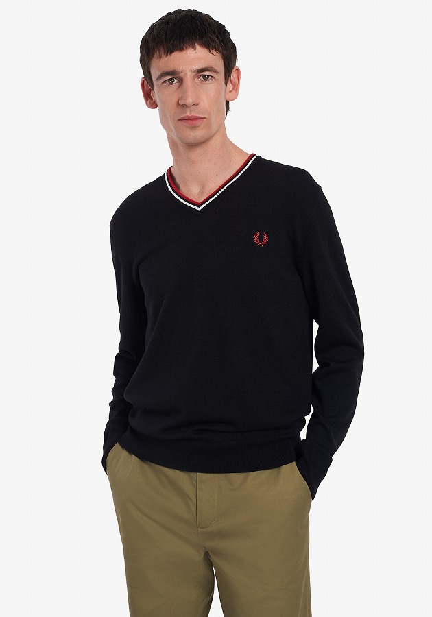 楽天市場】フレッドペリー ティップライン Vネックセーター V