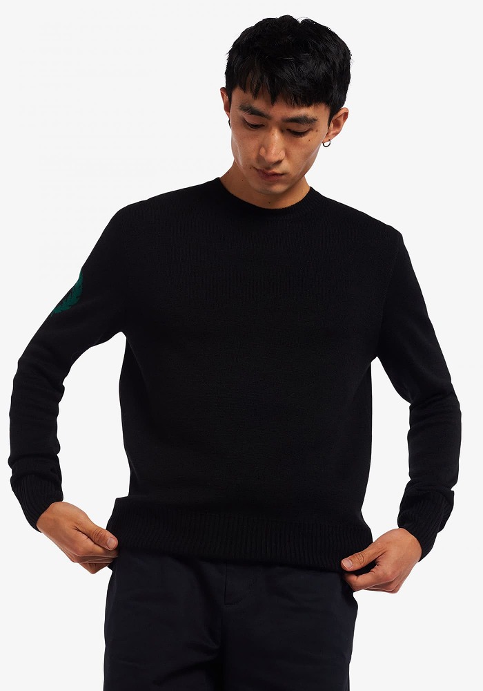 フレッドペリー クルーネックセーター ティーシャツスウェーター メンズ K2803 102 REISSUES LAUREL WREATH JACQUARD CREW BLACK