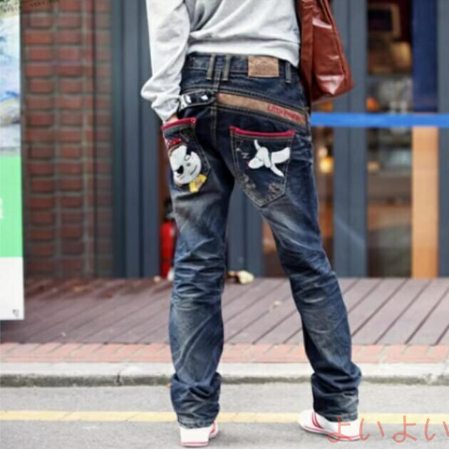 ローライズデニム パンツ ボトムス デニム ワイドパンツ デニムパンツ イージーパンツ ゆったり ボーイフレンドデニム XS S M L バックワッペン 20代 30代 ファ|Zestila Select