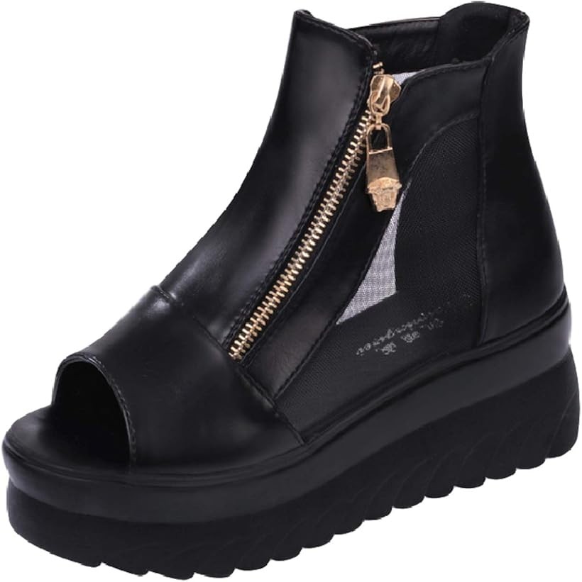 厚底 靴 シューズ 軽量 サンダル おしゃれ ショート ブーツ ヒール 厚底シューズ ペタンコ 厚底ブーツ 厚底サンダル 23.0cm ブラック (ブラック, 23.0 cm)｜ファッションセレクト　ELNOA