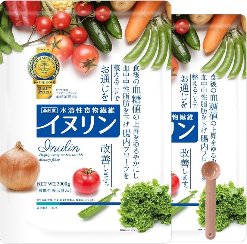 イヌリン パウダー 水溶性 食物繊維 機能性表示食品 新パッケージ (「まとめ買い」2kgx2)|ライフセレクト LUMIRA(ルミラ)