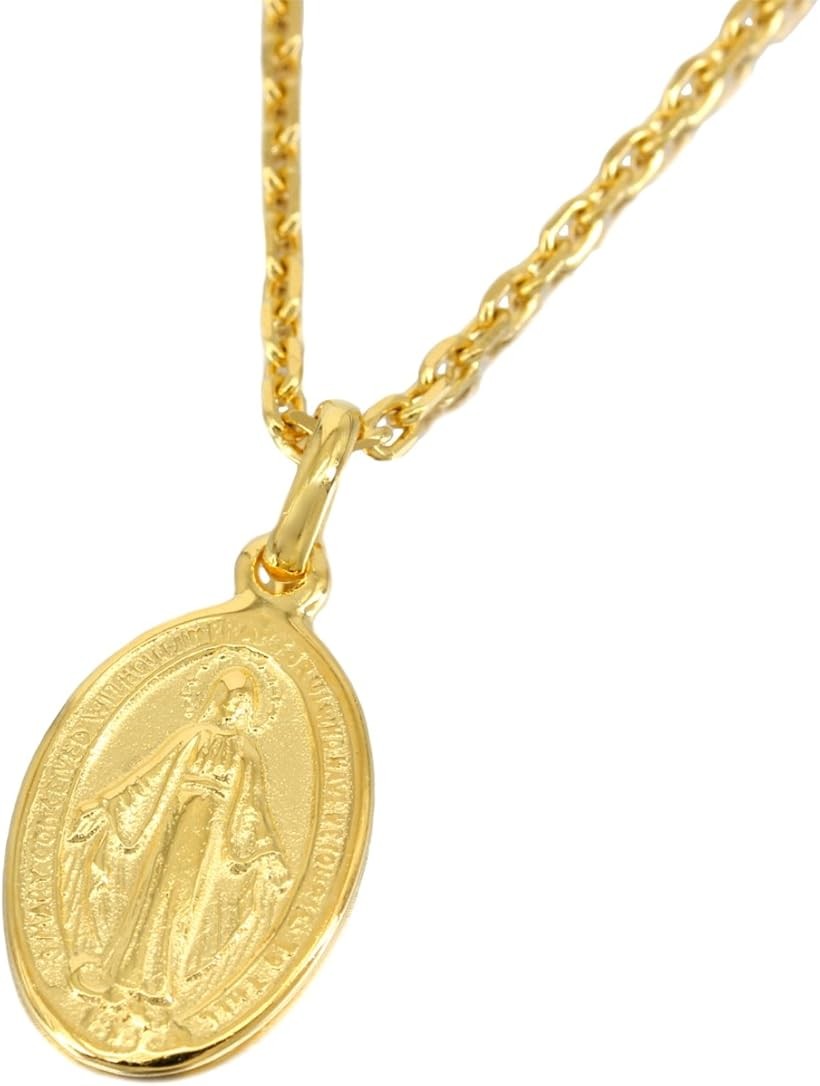 24K ネックレス ゴールド コーティング マリア コイン シルバー 925 メダイ 金 チェーン チョーカー メンズ (ゴールド)｜ライフセレクト　LUMIRA（ルミラ）