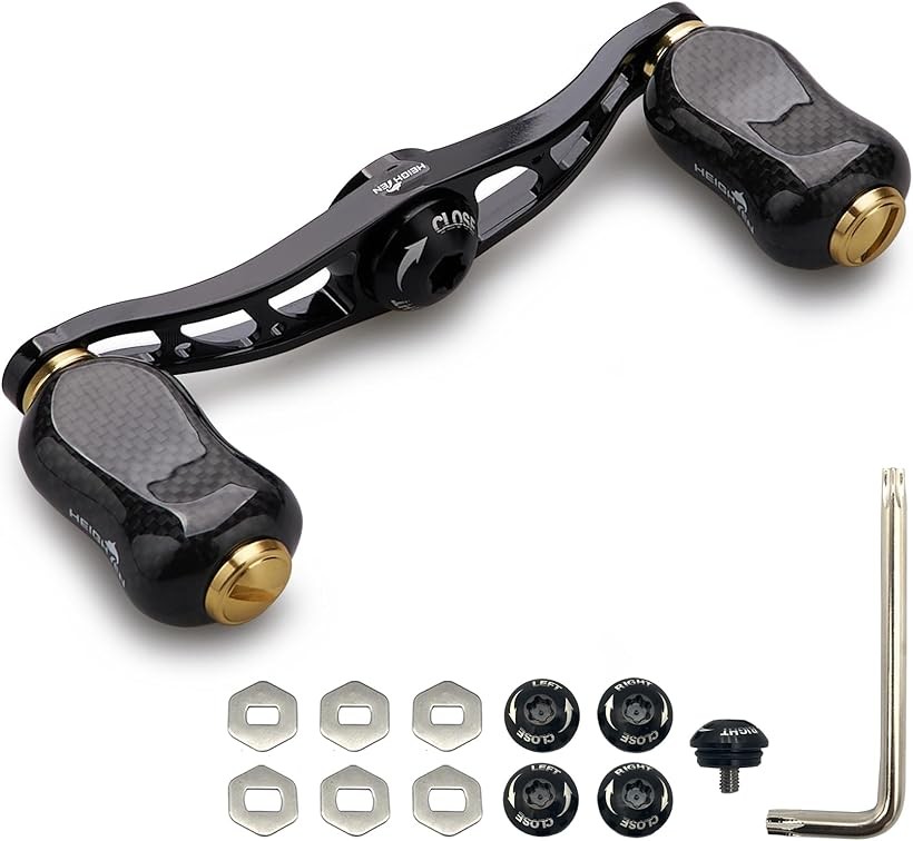 88mm リール ハンドル 21mm カーボンノブ搭載 シマノ SHIMANO ダイワ DAIWA アブ Abu 通用 ベイトリール Arch Gourd Series カーボン製ノブ ブラック＆ゴールド 916 (ブラック＆ゴールド)｜ライフセレクト　LUMIRA（ルミラ）