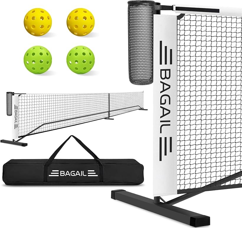 ピックルボールネットアウトドア用 6.7Ｍ/22FT規格サイズネット ポータブル 屋外規制サイズ ボールコレクター付き 簡単に組み立て ピックルボール付き キャリングバッグ付き (ブラック＋ホワイト, 6.7Ｍ/22FT規格)｜ライフセレクト　LUMIRA（ルミラ）