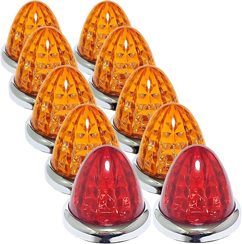 24V トラック用 LED マーカーランプ サイド 8面クリスタルカット仕様 16LED 汎用 10個 セット オレンジレンズ/レッドレンズ (オレンジレンズ / レッドレンズ)|生活雑貨の大型店 暮匠