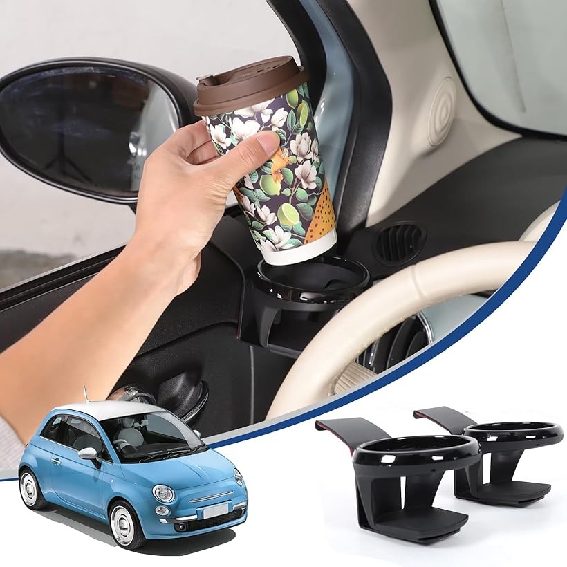 互換品 新型 フィアット 500/アバルト 595 695専用 2010～2024に適用 ドリンクホルダー ドアカップホルダー 丸型 炭素鋼素材 内装パーツ 便利グッズ カスタム アクセサリー カー用品 2点セット｜生活雑貨の大型店　暮匠